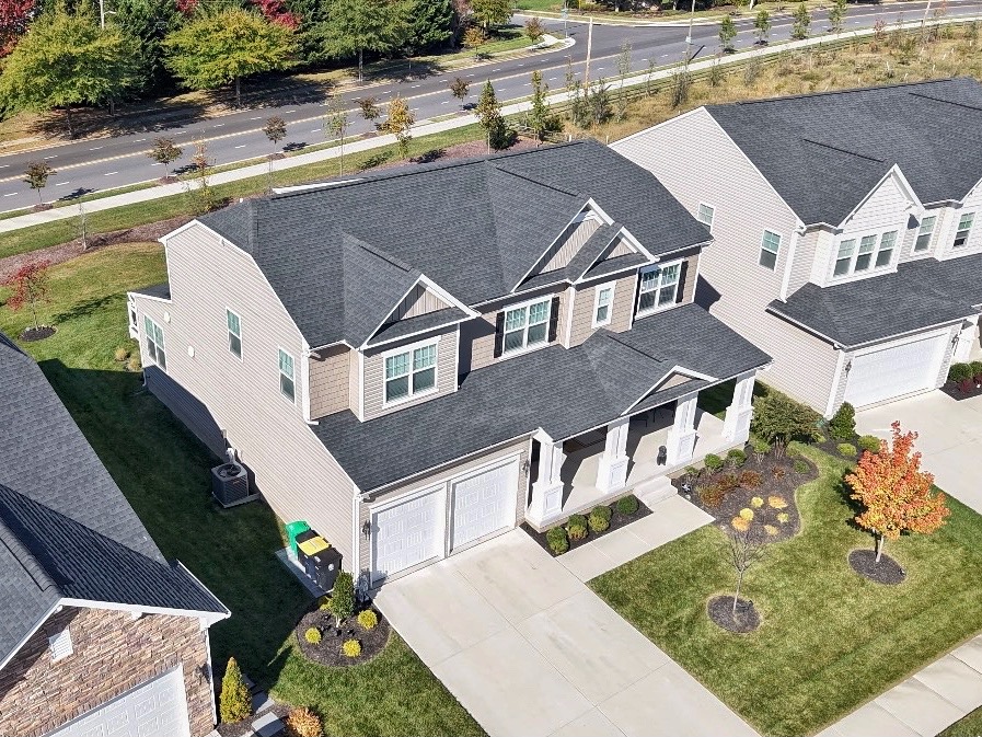 Roofline and driveway of the Glenn Dale home seen from above